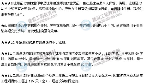 2015年二建法規(guī)數(shù)字考點(diǎn)總結(jié)第二章:施工許可法律制度