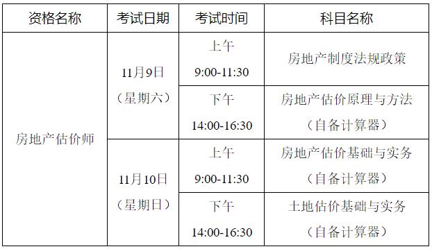 安徽房估考試時(shí)間