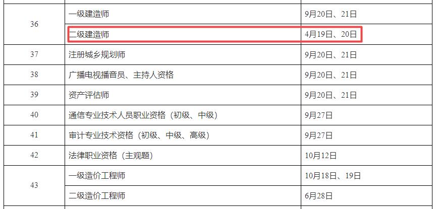 貴州二建考試時間 貴州二建考試時間